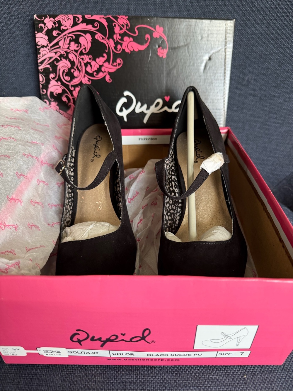 Qupid Black Faux Suede Mary Jane Heels
